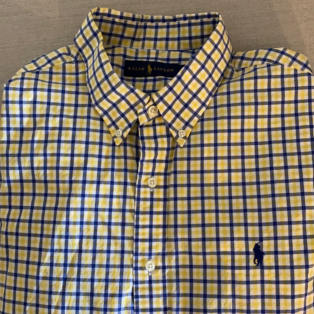 Ralph Lauren Yellow & Blue Button-Down Shirt (XL)